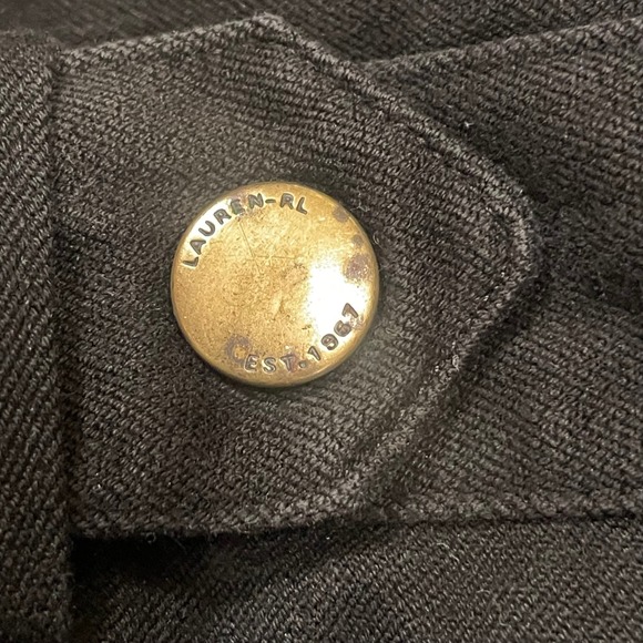 Vintage Lauren Ralph Lauren Womens Pants Black Plus Sz 20W Cotton‎ Leather Brass - Picture 4 of 13